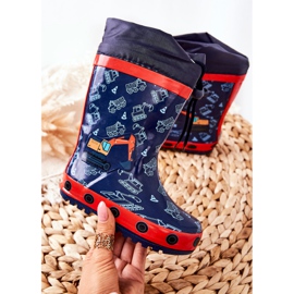 Stivali da pioggia in gomma per bambini Pertris Excavator blu navy 1