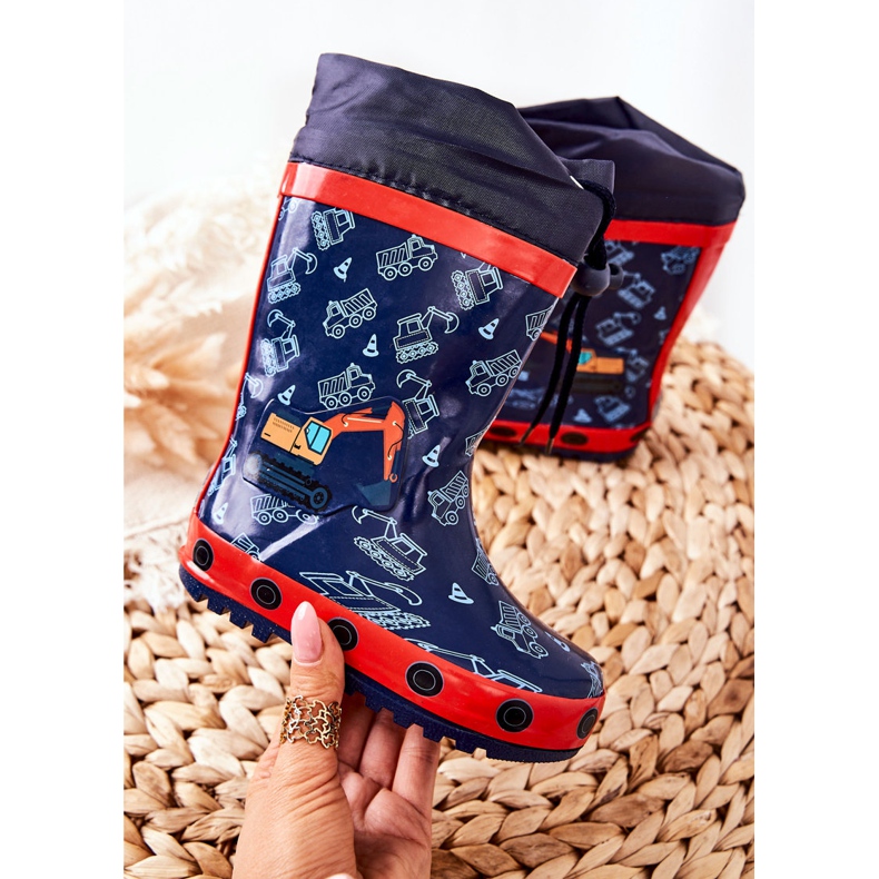 Stivali da pioggia in gomma per bambini Pertris Excavator blu navy 1