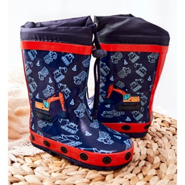 Stivali da pioggia in gomma per bambini Pertris Excavator blu navy 2