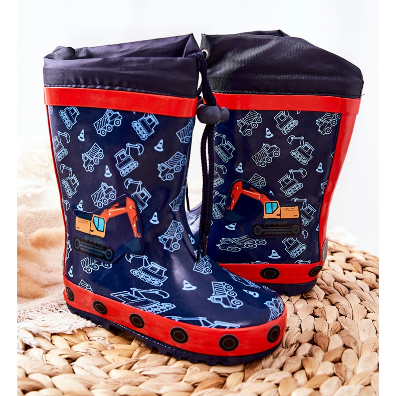 Stivali da pioggia in gomma per bambini Pertris Excavator blu navy 2