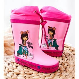 Stivali da pioggia in gomma per bambini Pink Heilee Girl rosa 2