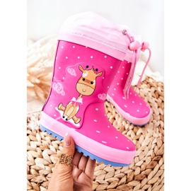 Stivali da pioggia in gomma per bambini Fuchsia Glynnal Giraffe rosa 1