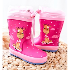 Stivali da pioggia in gomma per bambini Fuchsia Glynnal Giraffe rosa 2