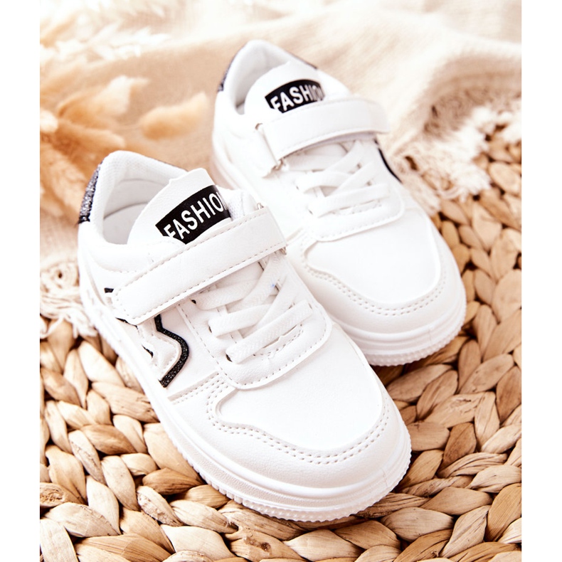 Scarpe Sportive Bambino Con Velcro Nere E Bianche Santi bianco nero 2
