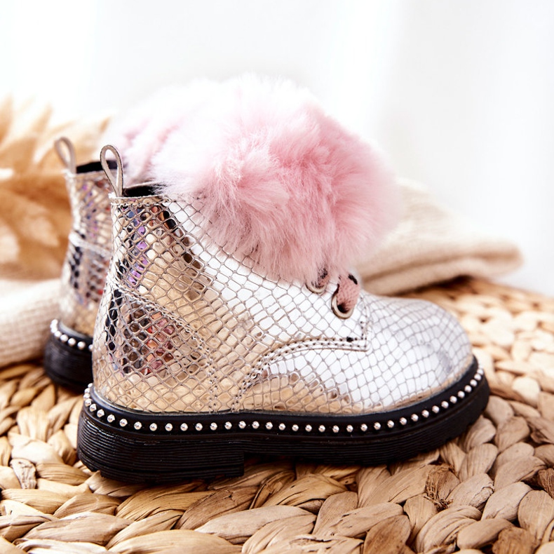 PA1 Stivaletti Bambini Con Pelliccia Argento Rosea rosa 2