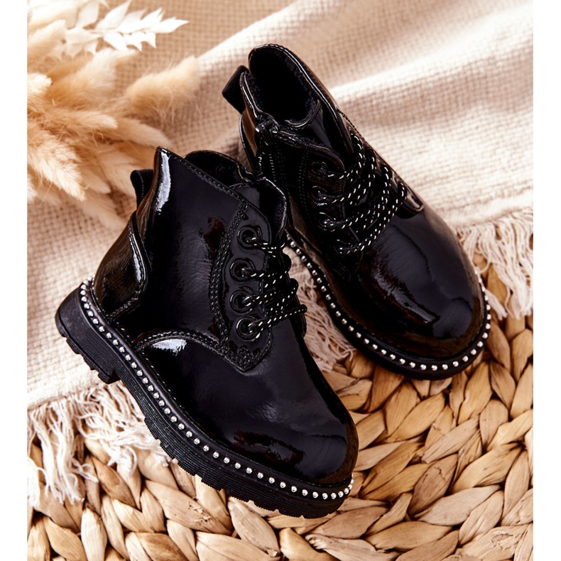PA1 Stivali da bambino in pelle laccati neri Maris nero nero 1