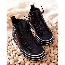 PA1 Sneakers Per Bambini Laccate Alte Con Cerniera Nere Evia nero 1