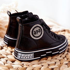 PA1 Sneakers Per Bambini Laccate Alte Con Cerniera Nere Evia nero 2
