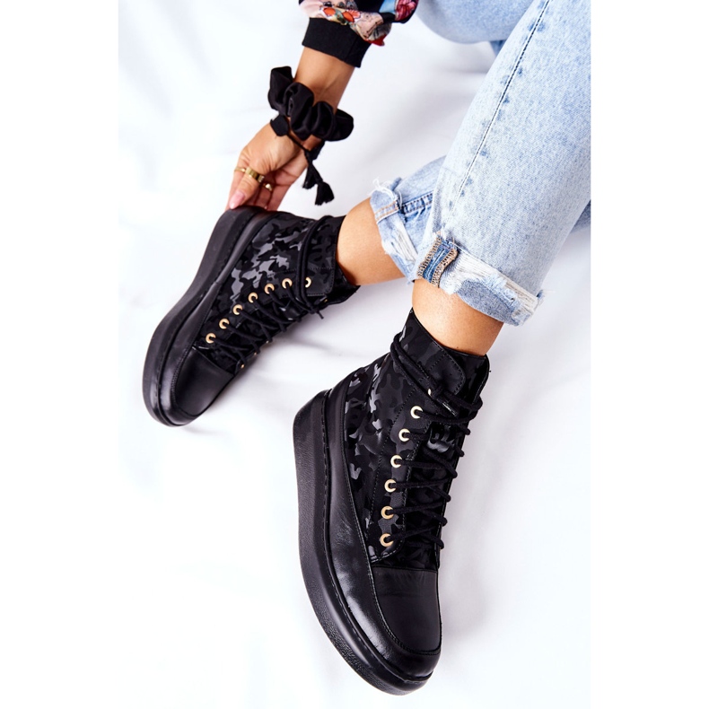Lewski Shoes Scarpe Sportive in Pelle Lewski 3034 Nero Camo 1