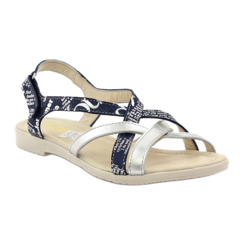 Sandali in pelle intrecciata Escott 1389 blu navy argento 1