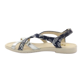 Sandali in pelle intrecciata Escott 1389 blu navy d'argento 2