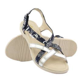 Sandali in pelle intrecciata Escott 1389 blu navy d'argento 3