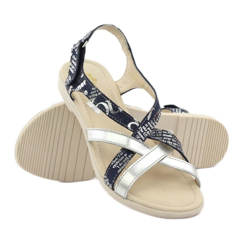 Sandali in pelle intrecciata Escott 1389 blu navy d'argento 3