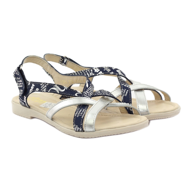 Sandali in pelle intrecciata Escott 1389 blu navy argento 4