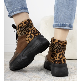 Sneakers invernali marroni con tema animalier Cesaria marrone 1