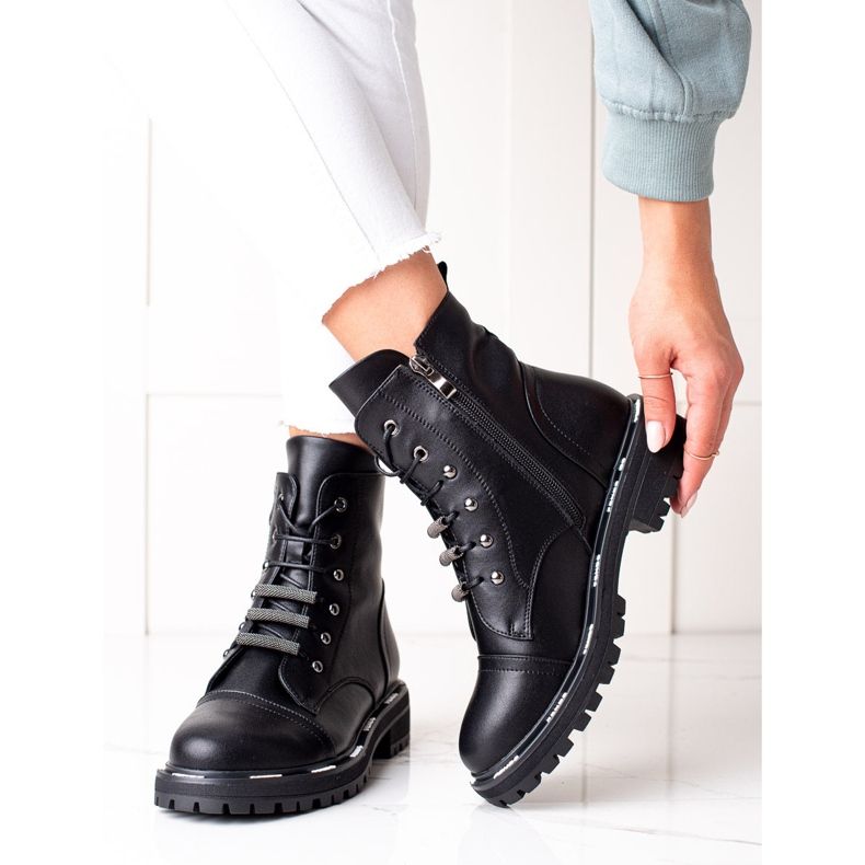 Eleganti stivali in pelle di ARTIKER Trappers nero 1