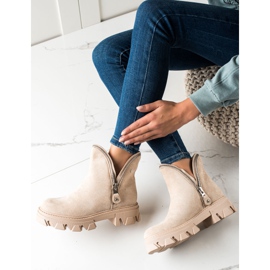 Sweet Shoes Stivaletti in pelle scamosciata con cerniera beige 1