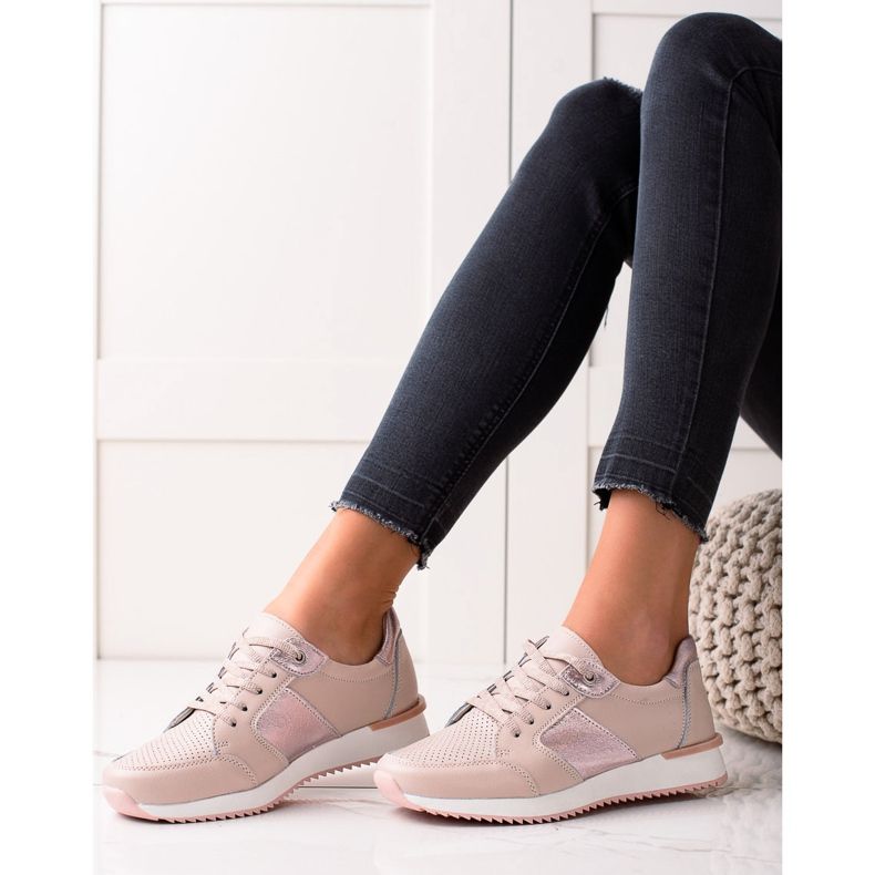 VINCEZA Sneakers In Pelle Cipria rosa 1