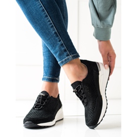 Sneakers In Pelle Con Glitter VINCEZA nero 1