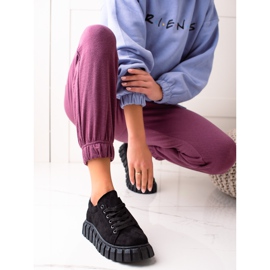 Sweet Shoes Sneakers in pelle scamosciata sulla piattaforma nero 1