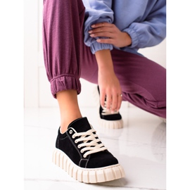 Sweet Shoes Sneakers in pelle scamosciata sulla piattaforma nero 1