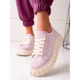 Sweet Shoes Sneakers in pelle scamosciata sulla piattaforma viola 1