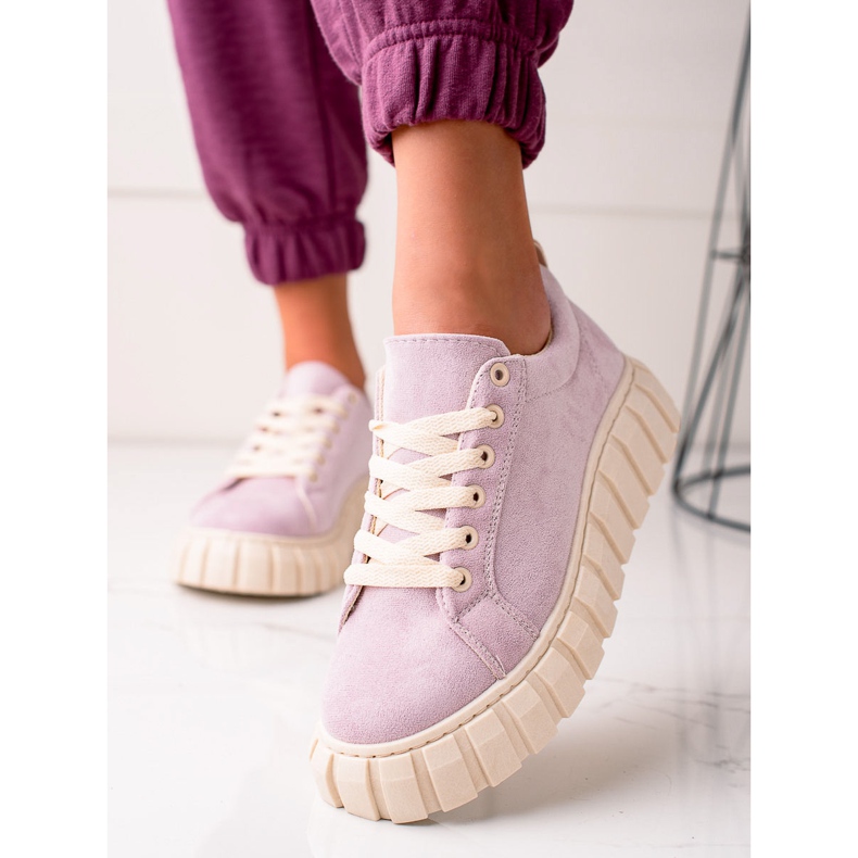 Sweet Shoes Sneakers in pelle scamosciata sulla piattaforma viola 1