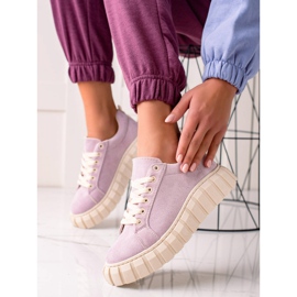 Sweet Shoes Sneakers in pelle scamosciata sulla piattaforma viola 2