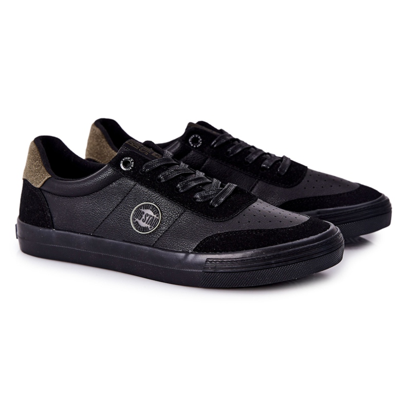 Sneakers da uomo in pelle Big Star II174008 Nero-Verde 1