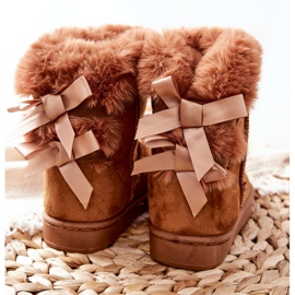 FR1 Stivali caldi per bambini con fiocchi Stivali da neve funky color kaki marrone 1