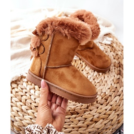 FR1 Stivali caldi per bambini con fiocchi Stivali da neve funky color kaki marrone 2