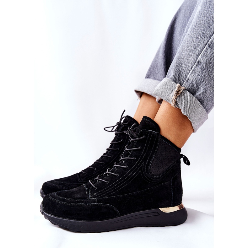 POTOCKI Sneakers Sportive Alte In Pelle Scamosciata Nere Chocci nero 2
