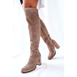 Stivali Shernan in camoscio cappuccino beige 1