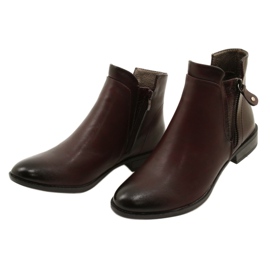 Stivaletti in pelle Daszyński AM65-91 Borgogna nero rosso 2