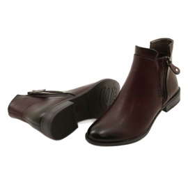Stivaletti in pelle Daszyński AM65-91 Borgogna nero rosso 3