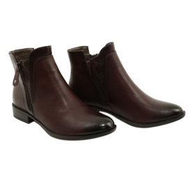 Stivaletti in pelle Daszyński AM65-91 Borgogna nero rosso 5