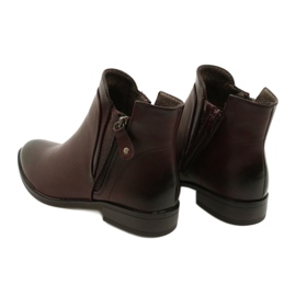 Stivaletti in pelle Daszyński AM65-91 Borgogna nero rosso 4
