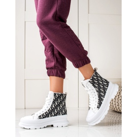 TRENDI Sneakers alte bianche alla moda bianco nero 1