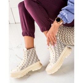 TRENDI Sneakers alte alla moda beige 1