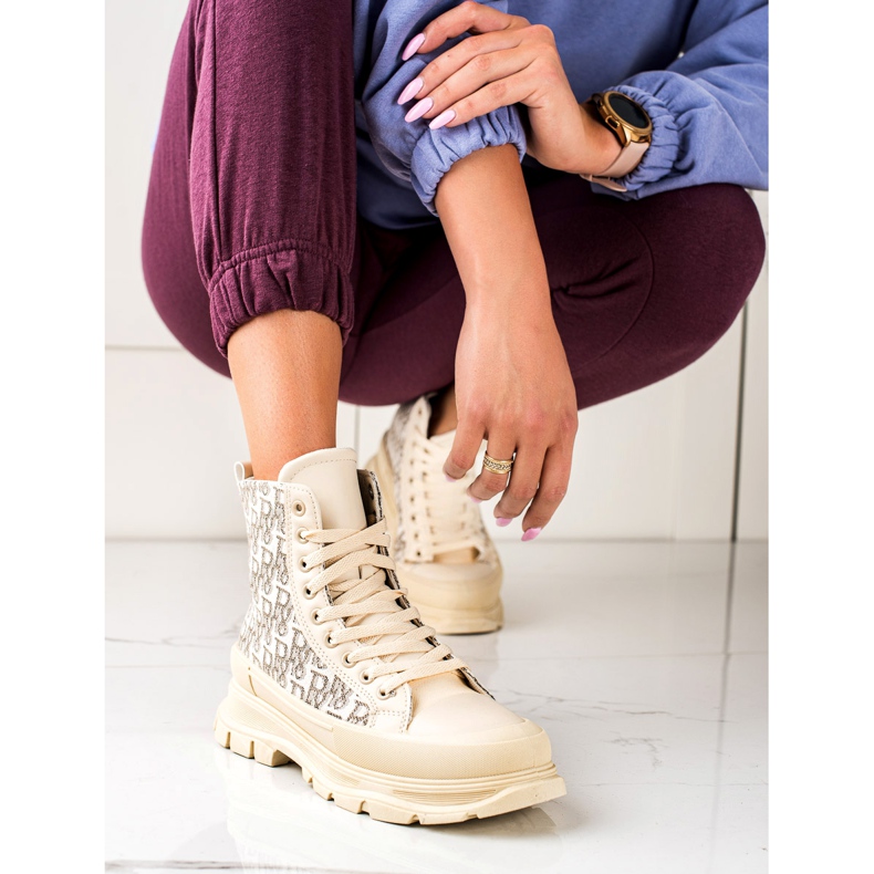 TRENDI Sneakers alte alla moda beige 2