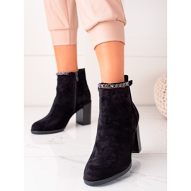 TRENDI Eleganti stivali con tacco alto in camoscio nero 1