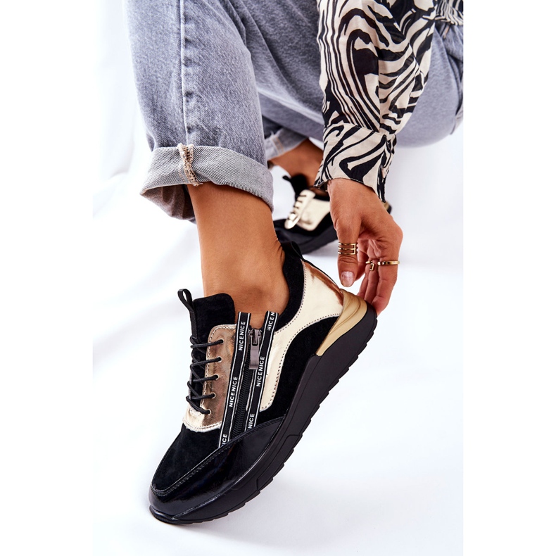 POTOCKI Scarpe sportive in pelle Sneakers Black Gold Minor nero 1