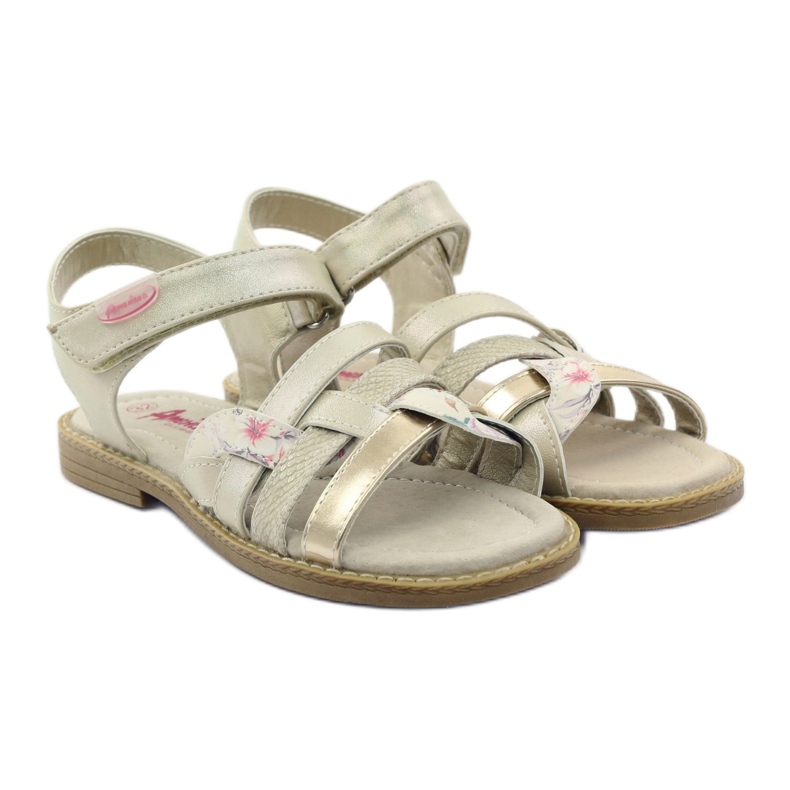 American Club American Sandals Gladiatori Beige Golden 4