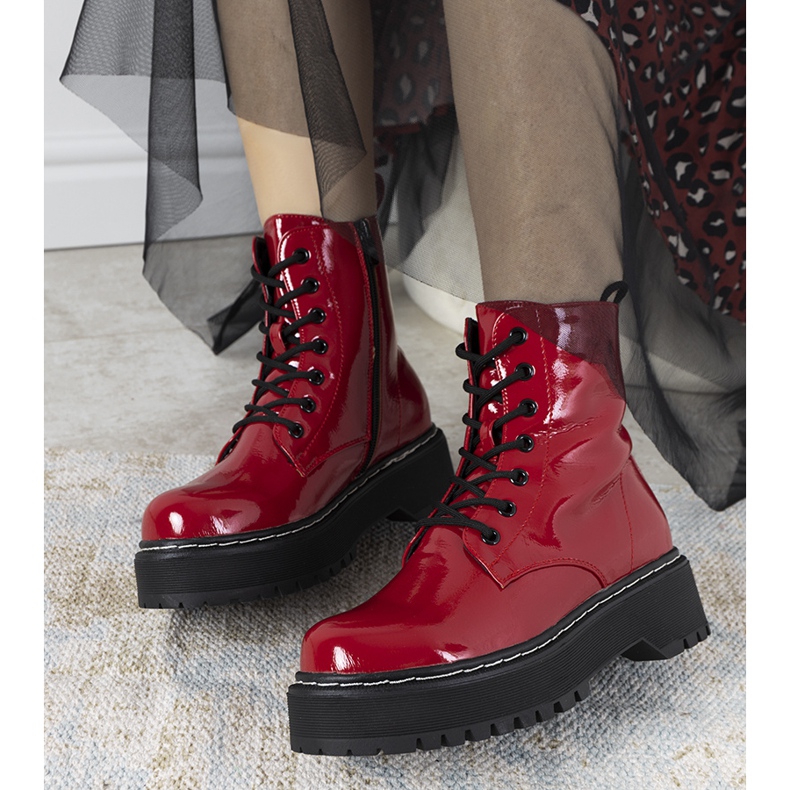Stivali rossi Gladu in vernice rosso 1