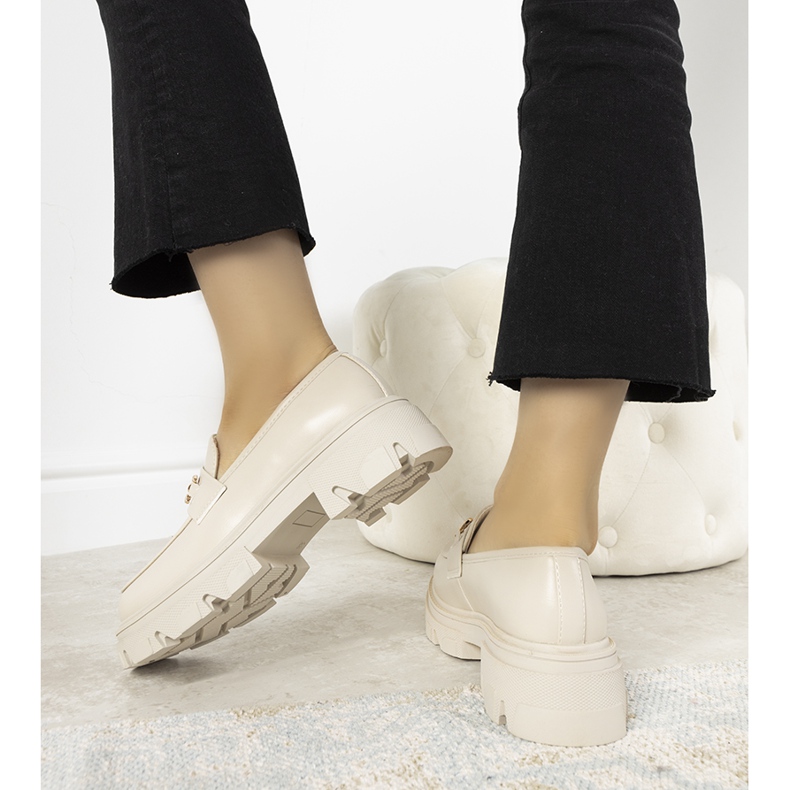 Mocassini beige con suola alta Anouk d'oro 1