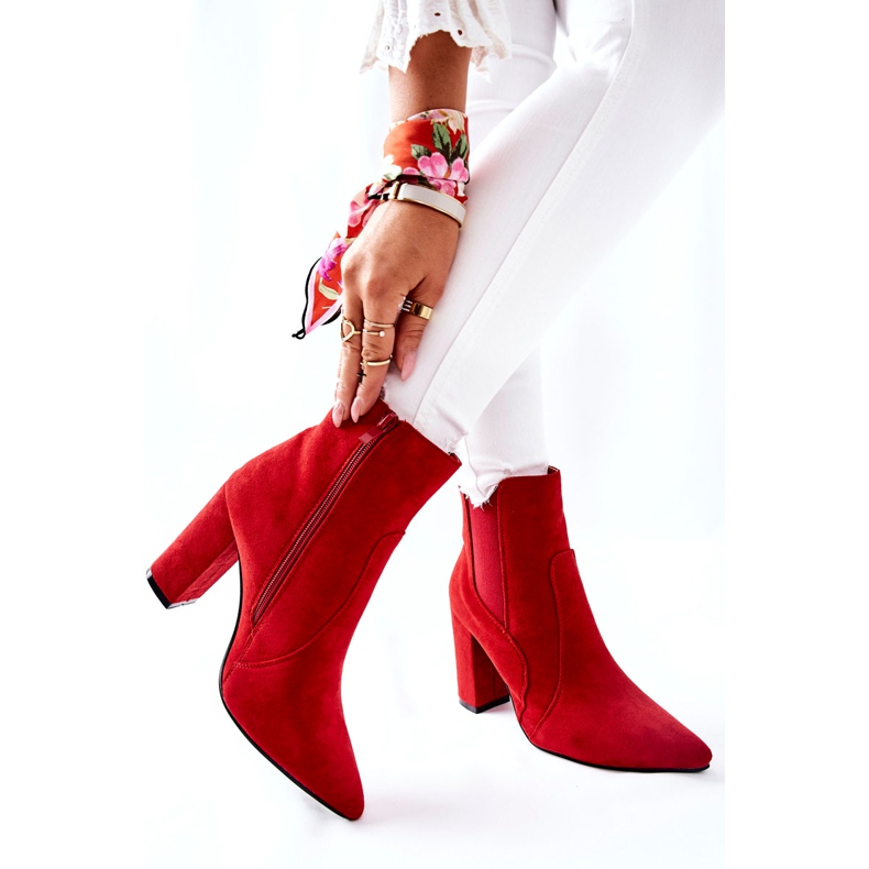 PG1 Stivali Da Donna In Pelle Scamosciata Con Tacco Rosso Kastren 4