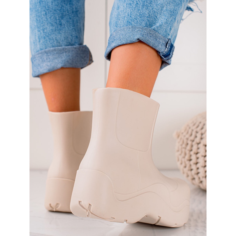 TRENDI Wellies sulla piattaforma della moda bianco 2