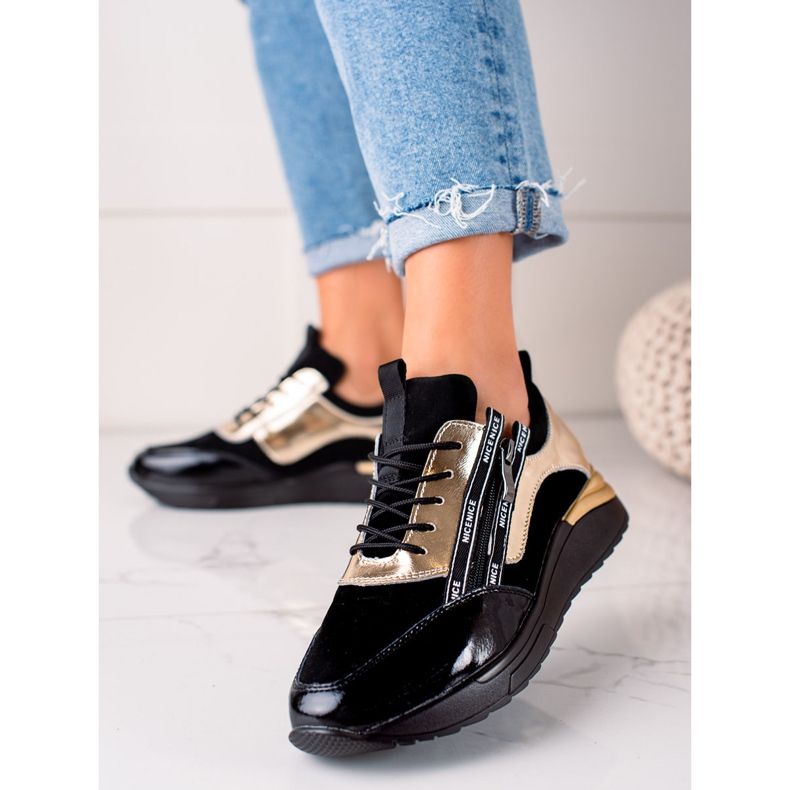 W. Potocki Sneakers nere e oro realizzate in pelle Potocki nero d'oro 1