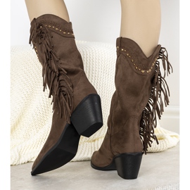 Stivali da cowboy boho in camoscio marrone Loneflare 1