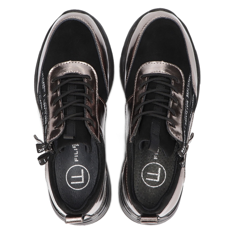 Filippo DP3149/21 BK GN sneakers sportive in pelle, nichel scuro nero 3